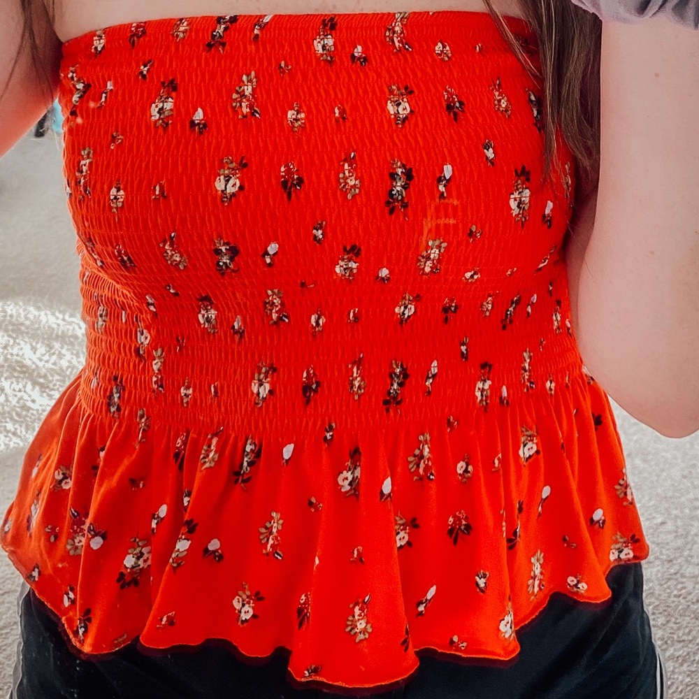 red and floral tube top!